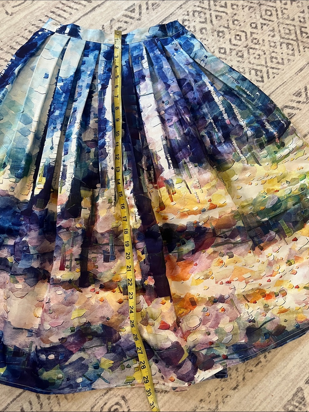 Colorful Pleated Midi Skirt - Blue Multi - Picture 4 of 8